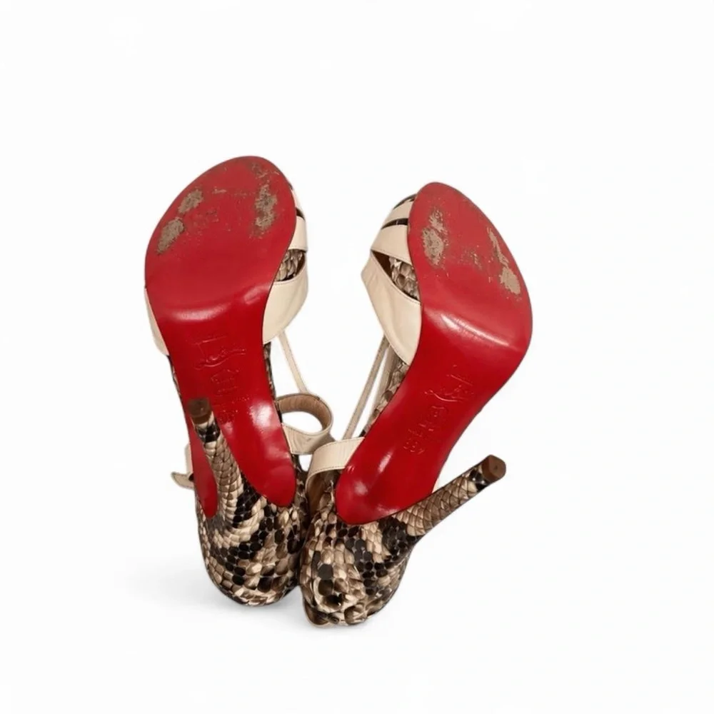 White Strapped Christian Louboutin Python Heels 38.5
